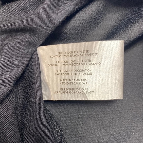 Banana Republic Blouse V-Neck Cap Sleeve Mixed Media Minimalist Black Size Large - Picture 11 of 13